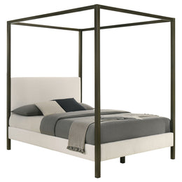 Monroe Upholstered  Canopy Bed Vanilla