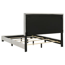Dorian Fabric Upholstered  Panel Bed Cream