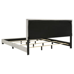 Dorian Fabric Upholstered  Panel Bed Cream