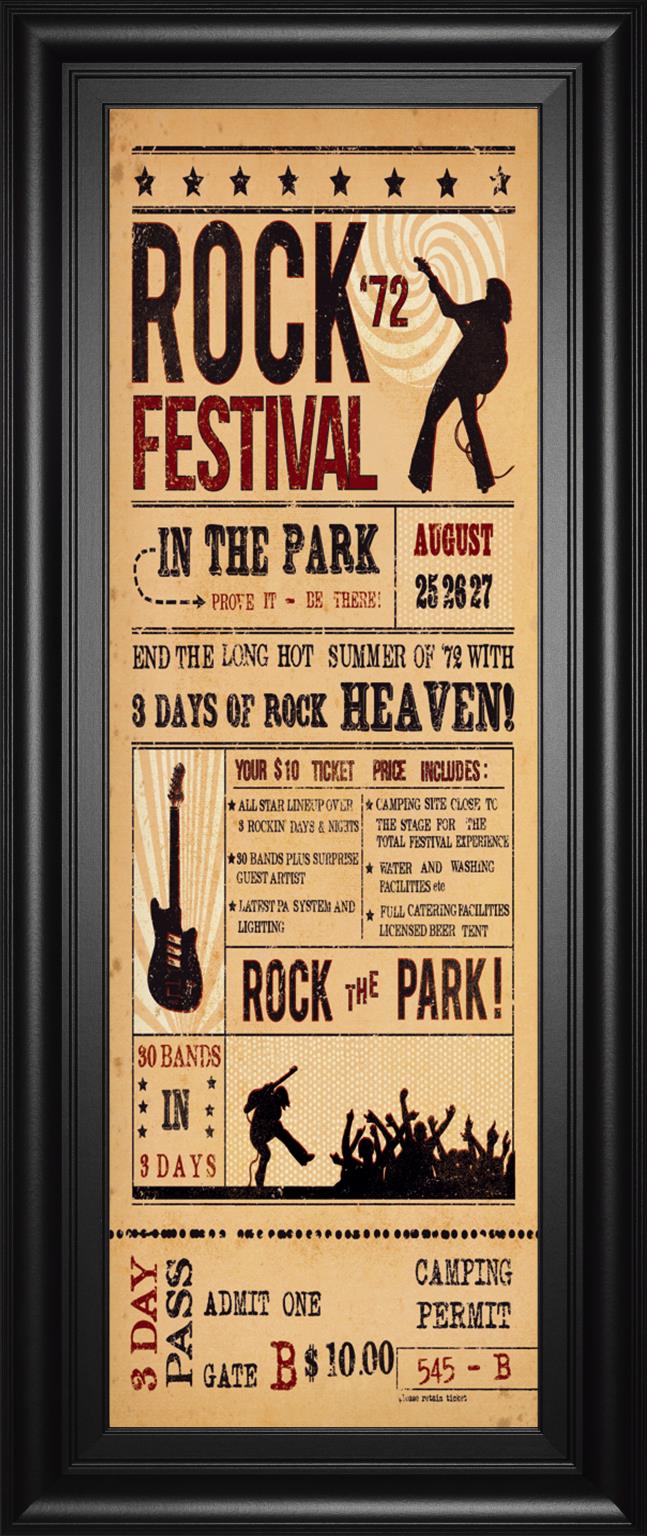 Rock Festival By The Vintage Collection 18X42 Framed Print