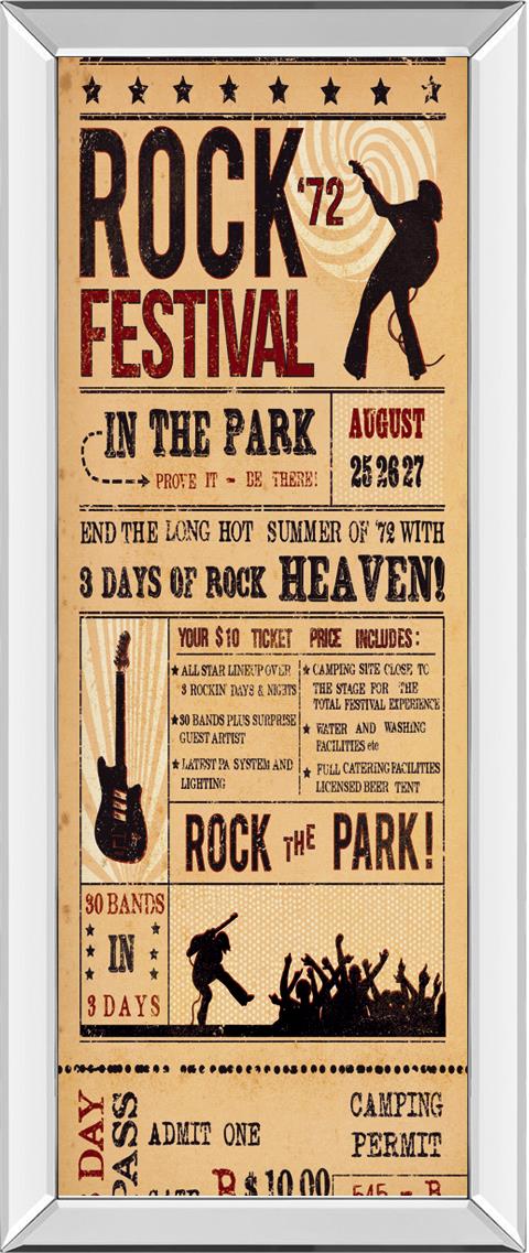 Rock Festival By The Vintage Collection 18X42 Mirror Frame Print