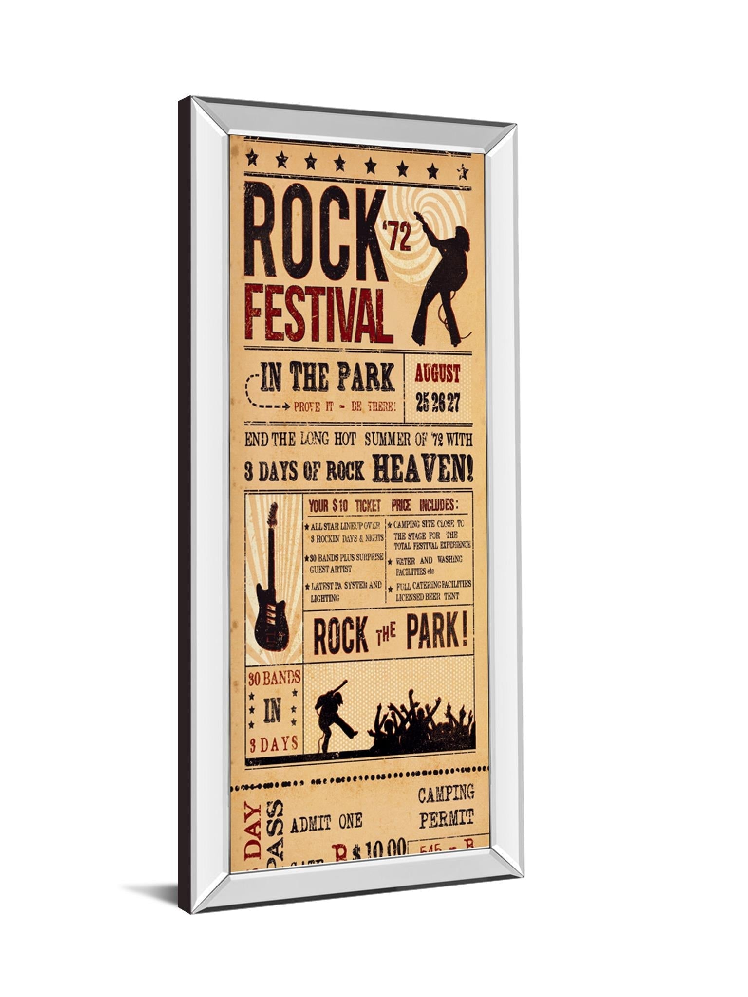 Rock Festival By The Vintage Collection 18X42 Mirror Frame Print