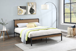 Ricky Metal  Panel Bed Light Oak