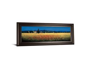 Tuscan Panorama-Poppies By David Short 18X42 Framed Print