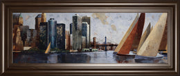 Arriving At Manhattan By Marti Bofarull 18X42 Framed Print