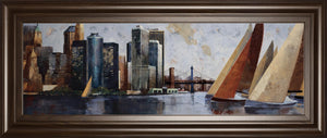 Arriving At Manhattan By Marti Bofarull 18X42 Framed Print
