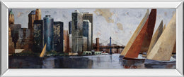 Arriving At Manhattan By Marti Bofarull 18X42 Mirror Frame Print