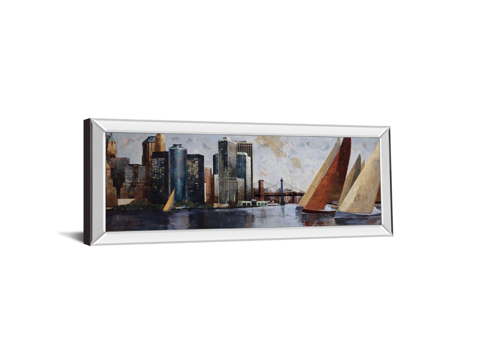 Arriving At Manhattan By Marti Bofarull 18X42 Mirror Frame Print