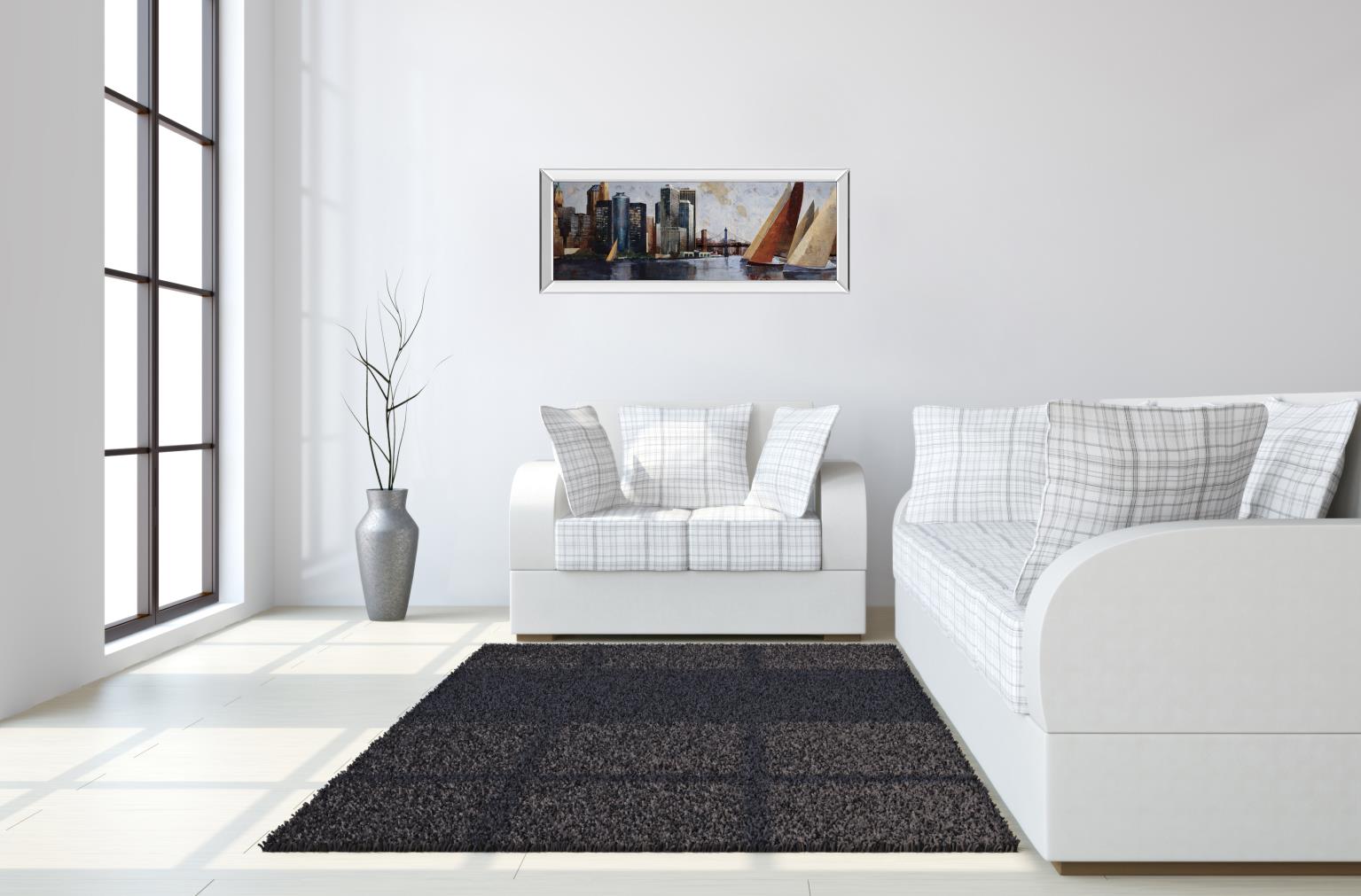 Arriving At Manhattan By Marti Bofarull 18X42 Mirror Frame Print