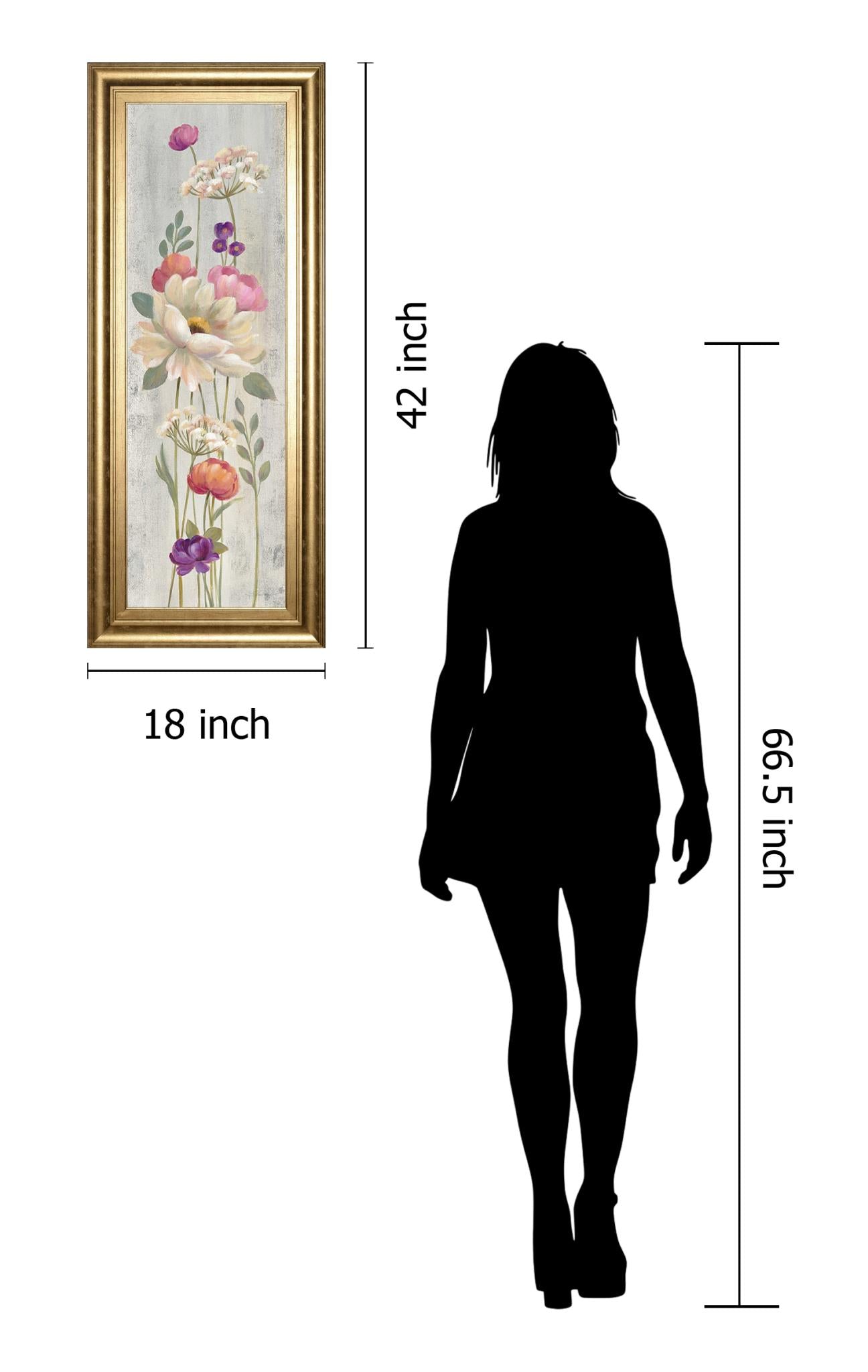 Retro Floral I By Silvia Vassileva 18X42 Framed Print