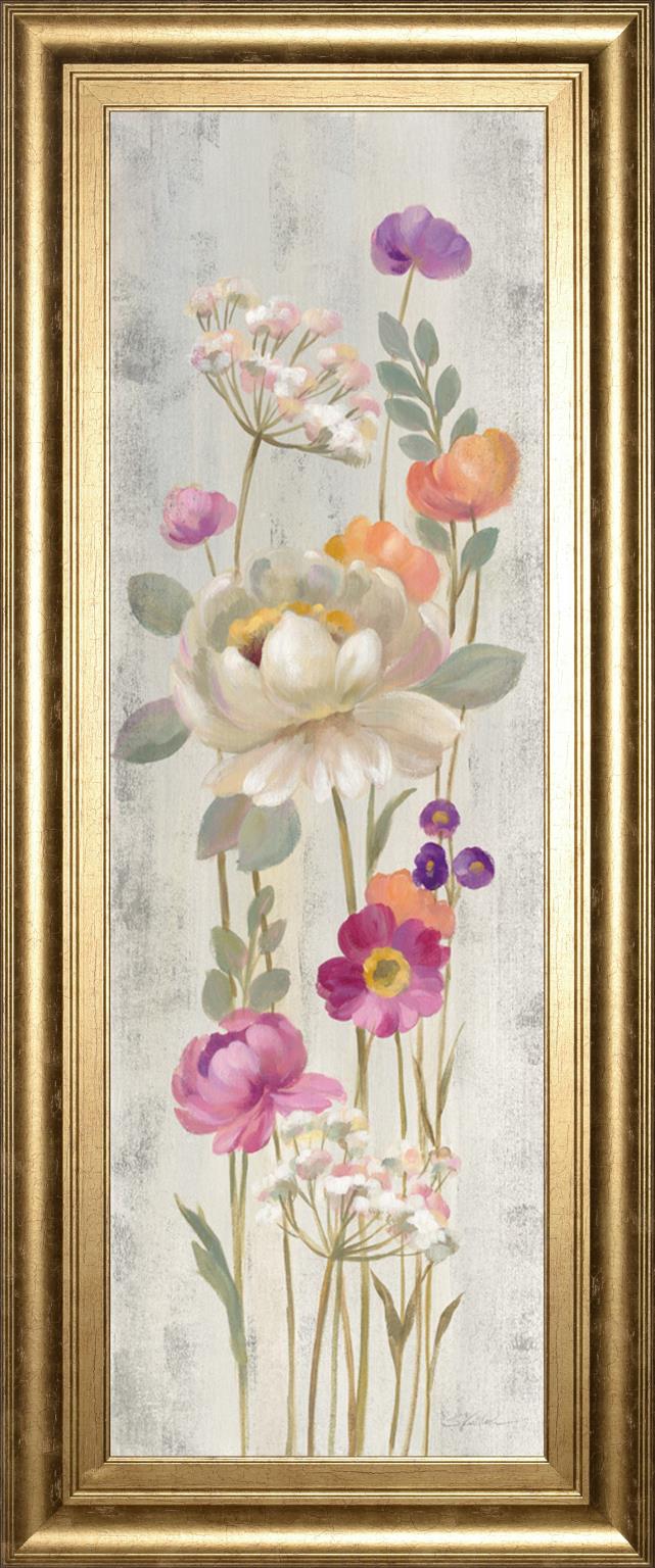 Retro Floral Ii By Silvia Vassileva 18X42 Framed Print