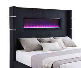 Tisdall Upholstered Cal King Flame Visualizer Bed Black