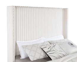 Natasha 65-inch Upholstered  Wingback Bed Cream
