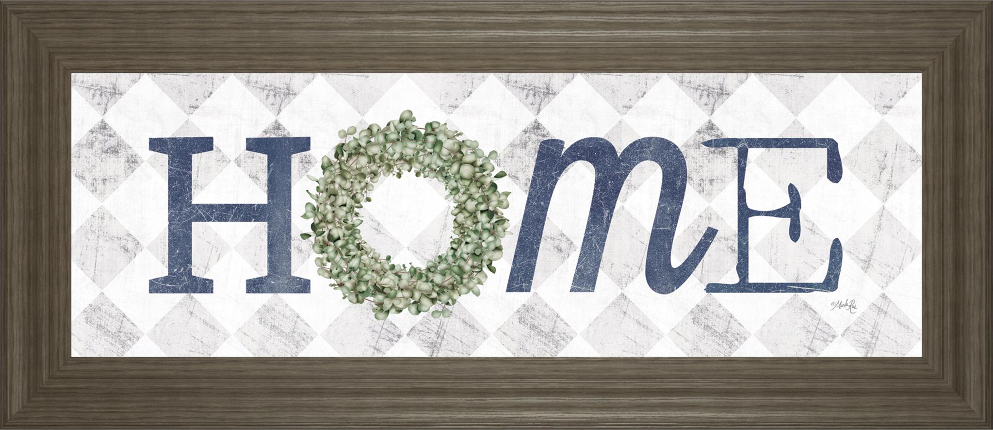 Home W/Eucalyptus Wreath I By Marla Rae 18X42 Framed Print