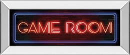 Game Room Neon Sign By Mollie B 18X42 Mirror Frame Print