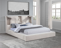 Dreux Upholstered Panel Platform Bed Cream