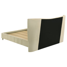 Evelyn Upholstered Panel Platform Bed Ivory