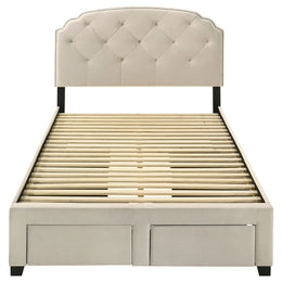 Marianna 4-drawer Upholstered Storage Bed Cream