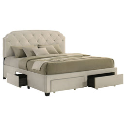 Marianna 4-drawer Upholstered Storage Bed Cream