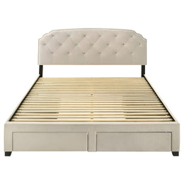 Marianna 4-drawer Upholstered Storage Bed Cream