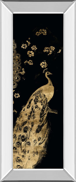 Gilded Peacock Triptych Iii By Jennifer Goldberger 18X42 Mirror Frame Print