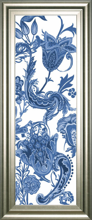 Indigo Chintz Vi By Melissa Wang 18X42 Framed Print