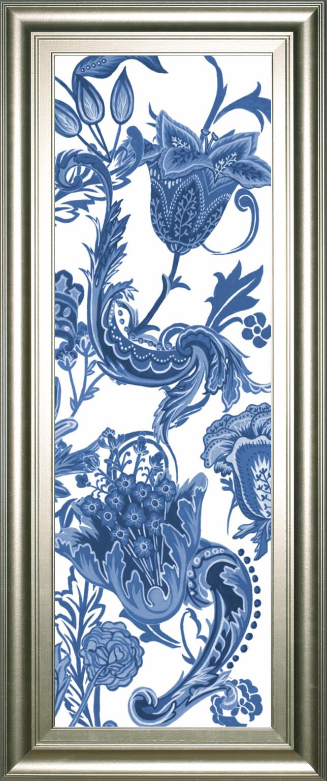 Indigo Chintz Vi By Melissa Wang 18X42 Framed Print