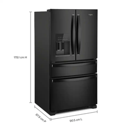 Whirlpool - 36 in. Wide 25 cu. ft. French Door Refrigerator with Two-Tier Freezer Storage - Black