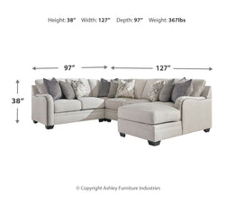 Dellara 3-Piece Sectional with Ottoman