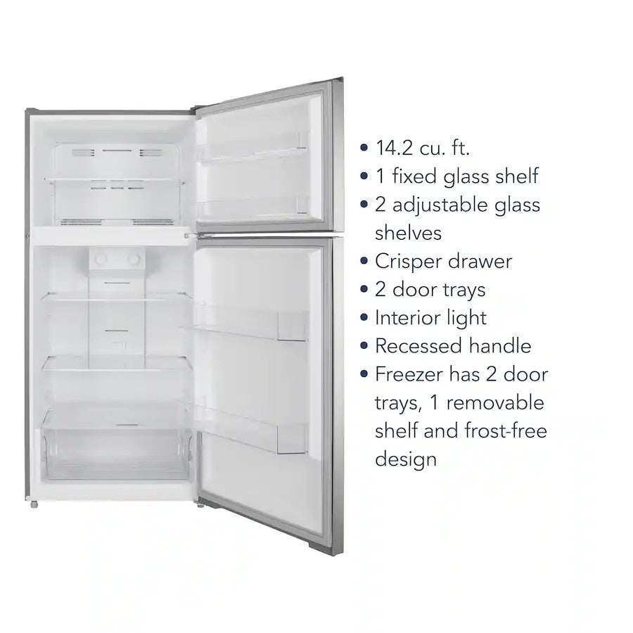 Insignia™ - 28 in. Wide 14.2 Cu. Ft. Top-Freezer Refrigerator with ENERGY STAR Certification - Stainless Steel