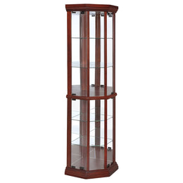 Appledale 6-shelf Corner Curio Display Cabinet Medium Brown