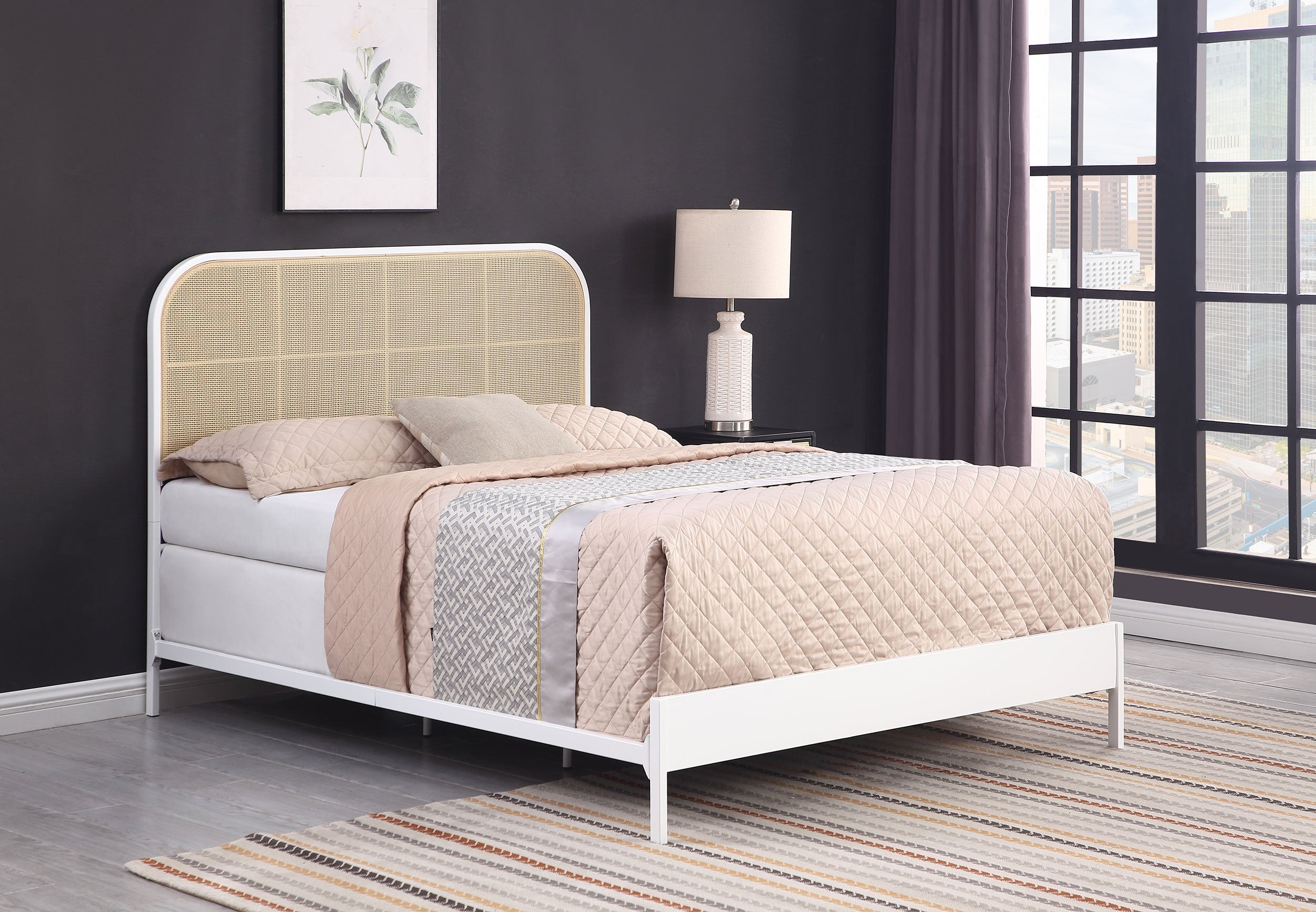 Amherst Radio Weave Rattan Metal Bed Black