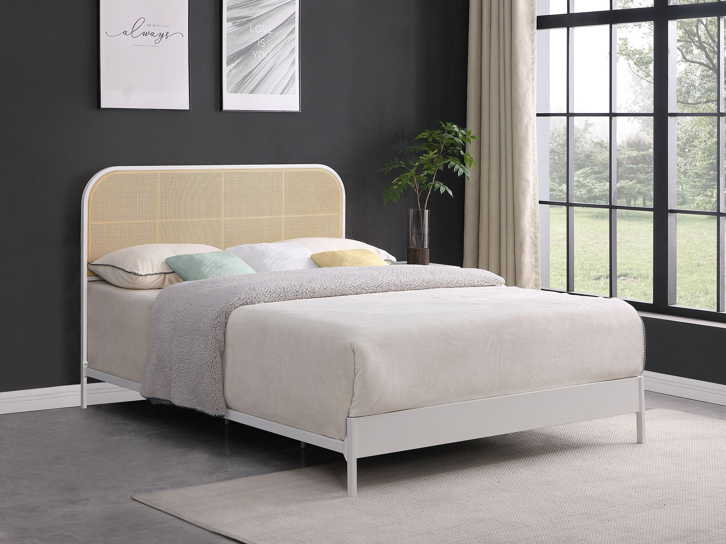 Amherst Radio Weave Rattan Metal Bed Black