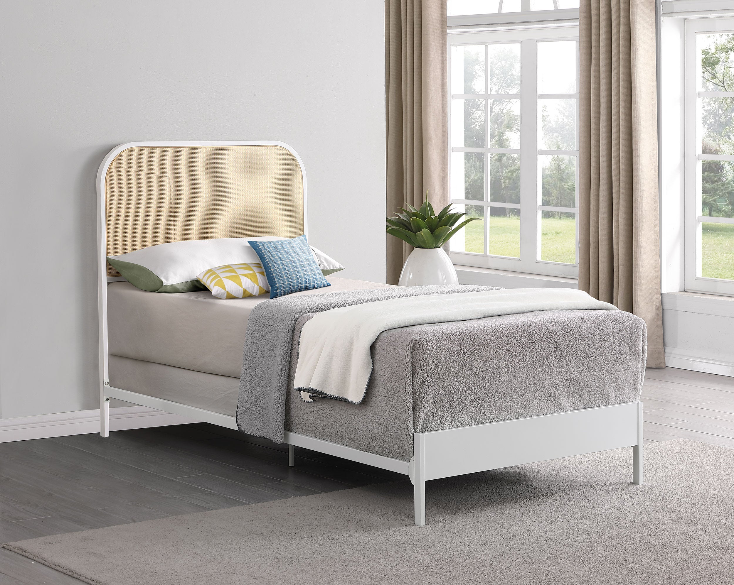 Amherst Radio Weave Rattan Metal Bed Black