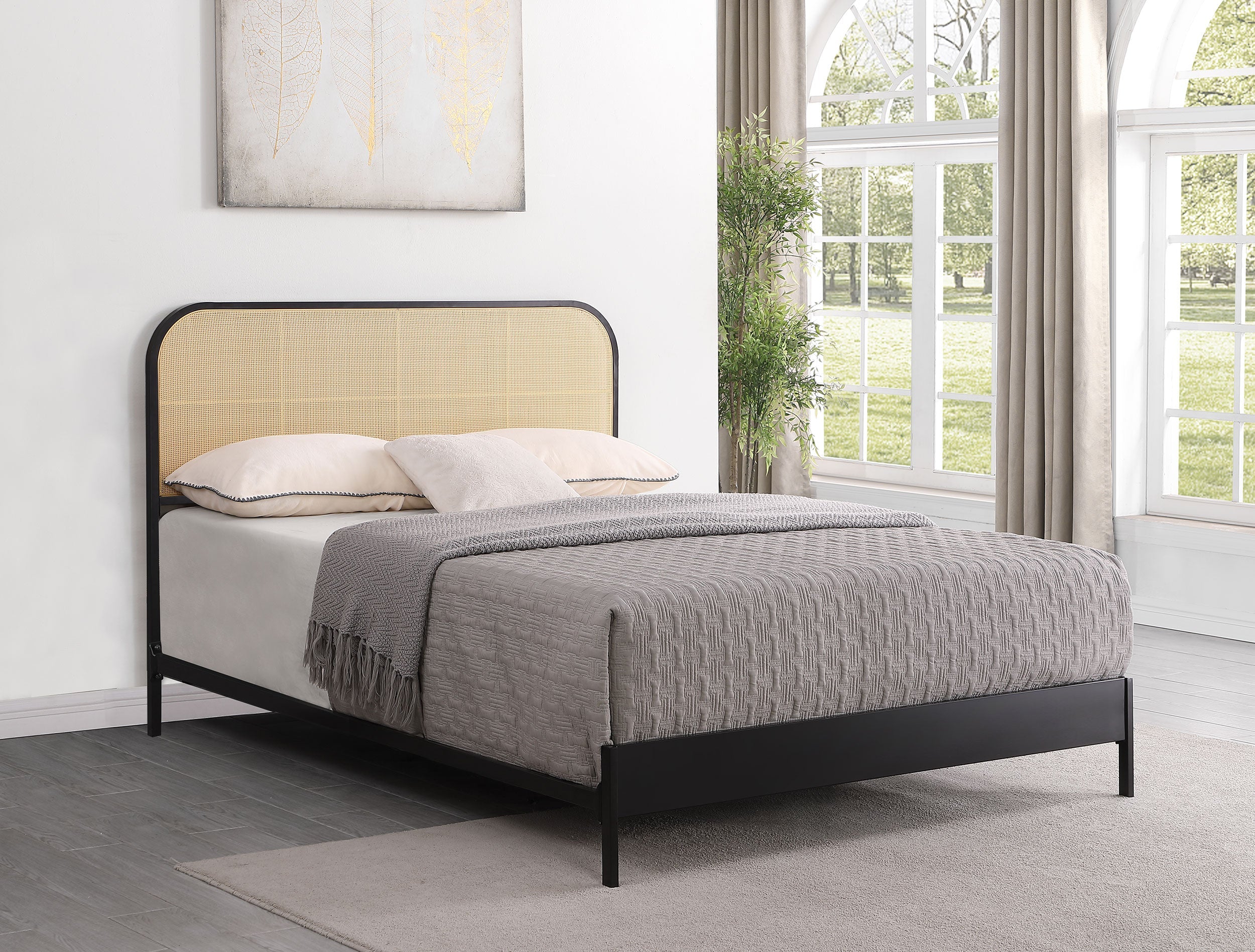 Amherst Radio Weave Rattan Metal Bed Black