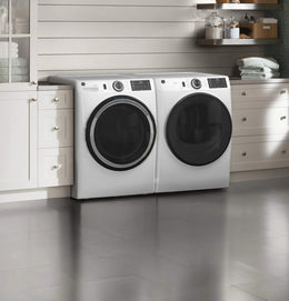 Package - GE - 4.8 Cu. Ft. High-Efficiency Stackable Smart Front Load Washer w/ Odorblock Ultra Fresh Vent System & Microban Technology and 7.8 Cu. Ft. Stackable Smart 10-Cycle Electric Dryer - White
