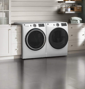 Package - GE - 4.8 Cu. Ft. High-Efficiency Stackable Smart Front Load Washer w/ Odorblock Ultra Fresh Vent System & Microban Technology and 7.8 Cu. Ft. Stackable Smart 10-Cycle Electric Dryer - White