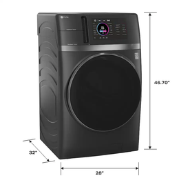 GE Profile - UltraFast 4.8 Cu. Ft. High-Efficiency Smart Front Load Washer and Electric Dryer Combo with Ventless Heat Pump - Carbon Graphite