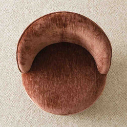 4 - Person Dining Table Sets With (Natural) Round Table & 4 Upholstered Fabric Chairs (Rust)