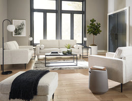 Hazela Sofa Chaise, Loveseat, Chair, and Ottoman