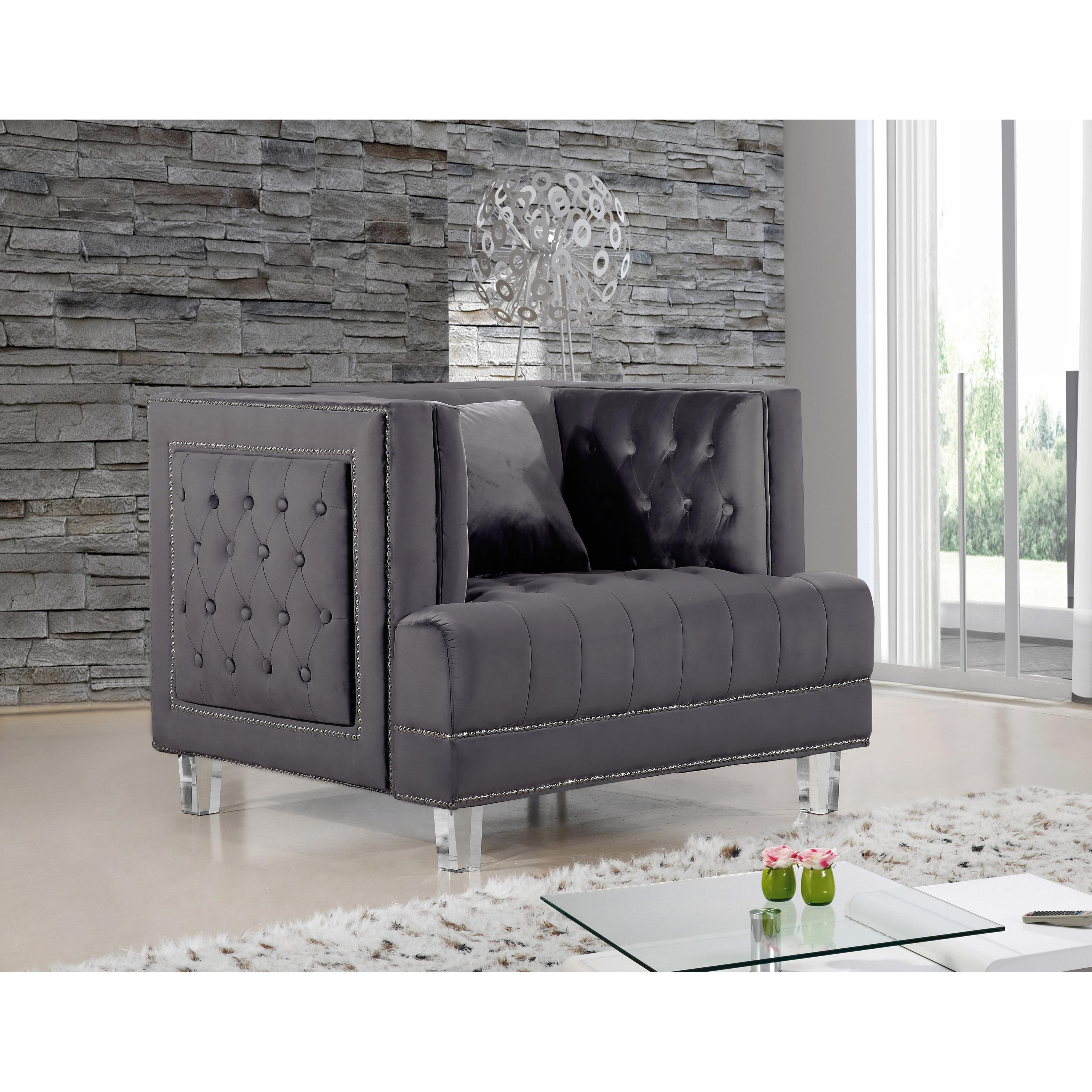 Meridian Lucas Grey Velvet Chair