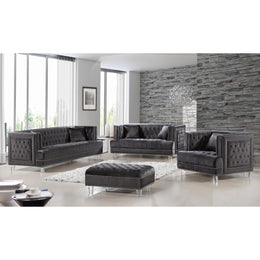 Meridian Lucas Grey Velvet Chair