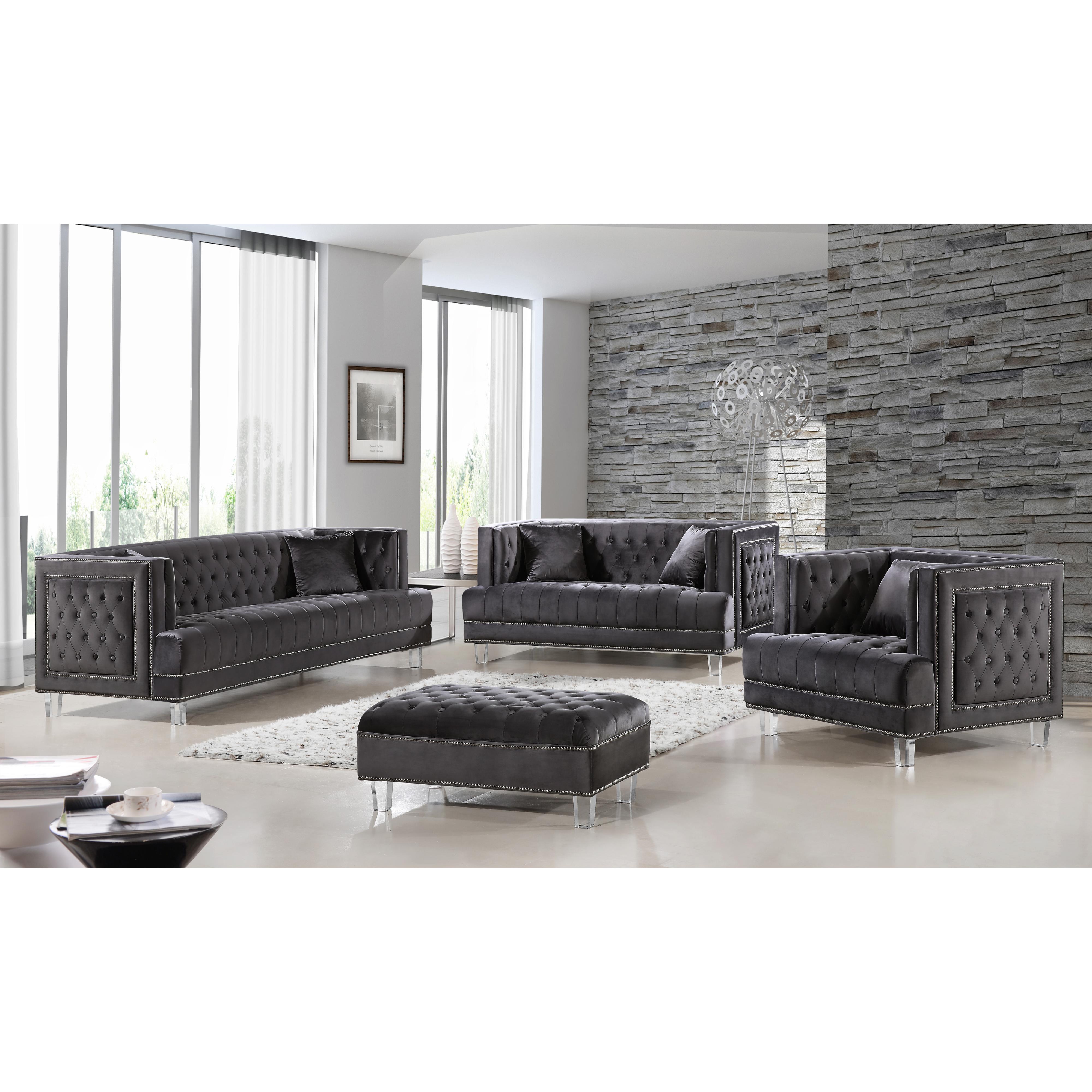 Meridian Lucas Grey Velvet Chair