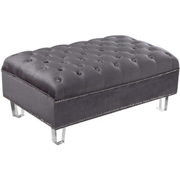 Meridian Lucas Grey Velvet Ottoman