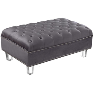 Meridian Lucas Grey Velvet Ottoman