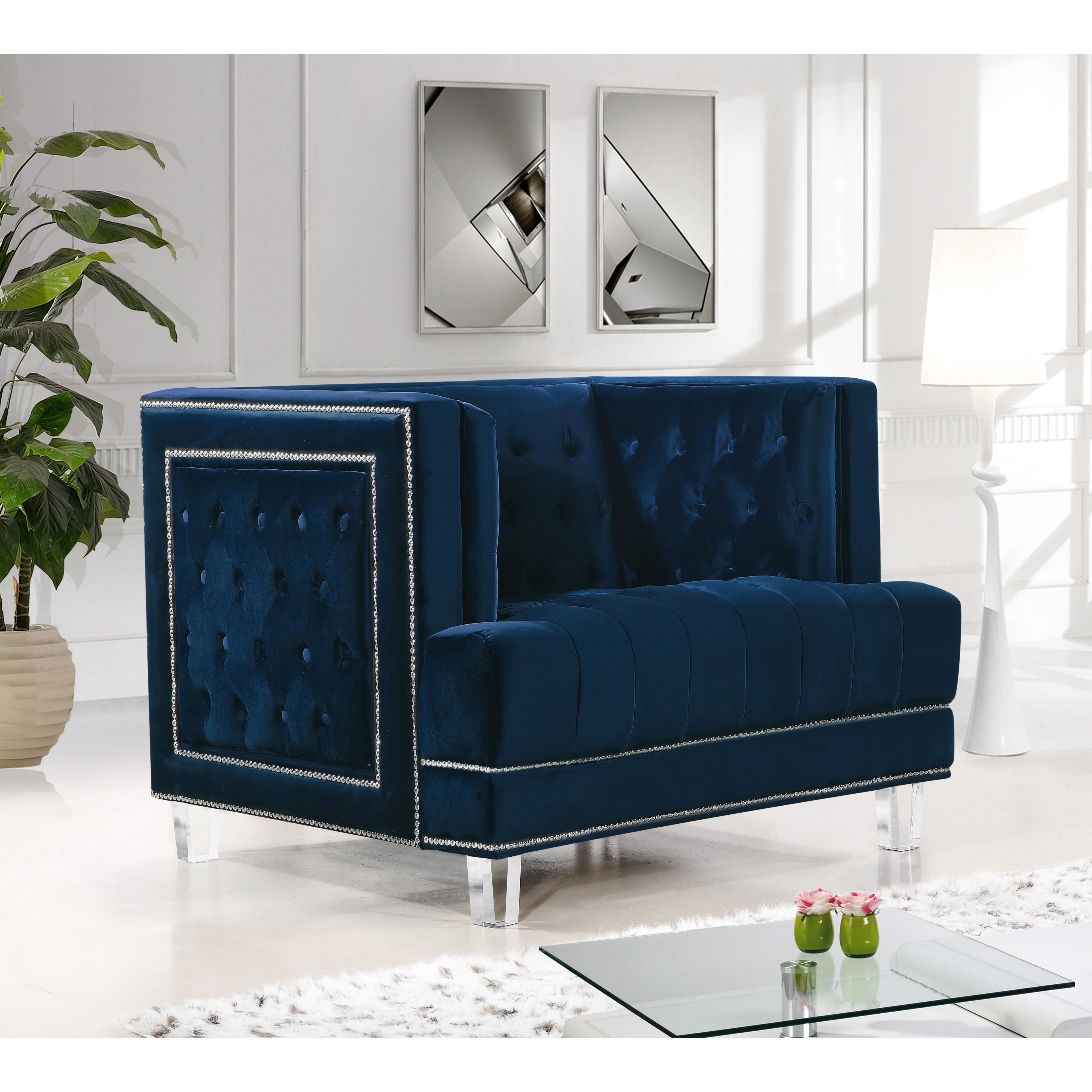 Meridian Lucas Navy Velvet Chair