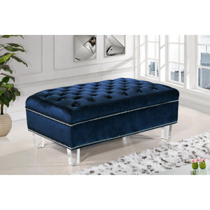 Meridian Lucas Navy Velvet Ottoman
