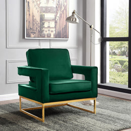 Meridian Noah Green Velvet Accent Chair