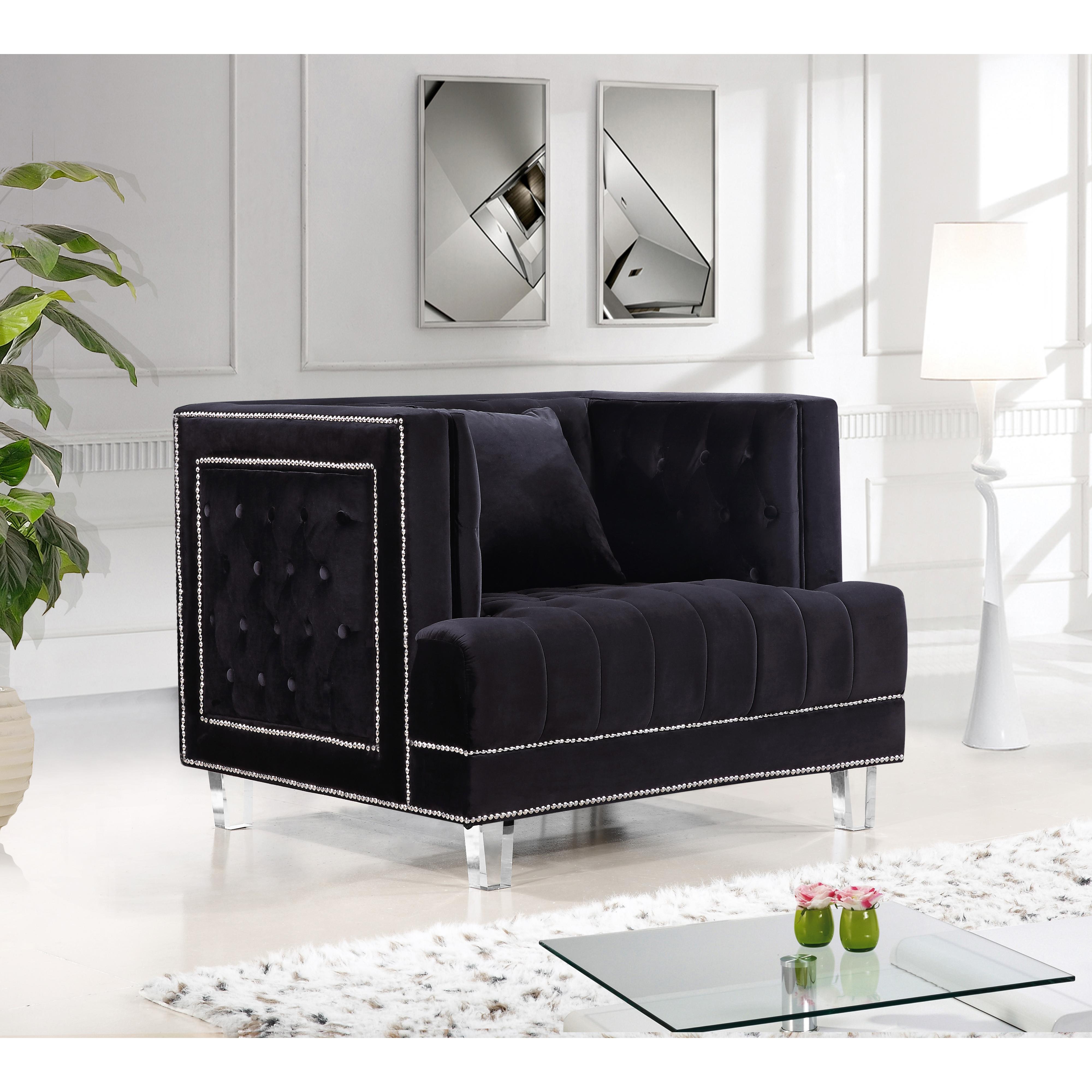 Meridian Lucas Black Velvet Chair