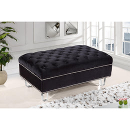 Meridian Lucas Black Velvet Ottoman